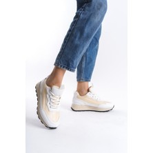 Sersp Beyaz Krem Sneaker Hafif Günlük Spor Ayakkabı