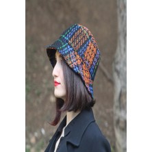 Bay Şapkacı Kışlık Kadın Yün Bermuda Turuncu Desenli Şapka 9898