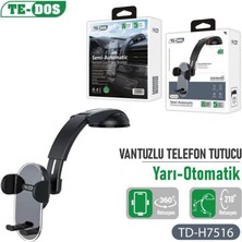 Te-Dos Ön Konsol Torpido Uyumlu Vantuzlu Uzunluk Ayarlı Otomatik Telefon Kavramalı Araç İçi Telefon Tutucu