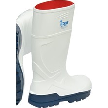 Techno Boots S4 Beyaz Mavi - Kısa 31 cm - % 100 Su Geçirmez - Poliüretan Çizme