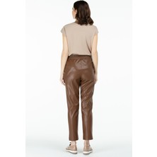 On Fashion On Triko Beli Ip Deri Pantolon