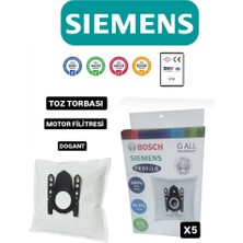Siemens Süpürge Bez Toz Torbası 5 Adet Motor Filitreli