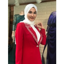 Clio Yakası Taşlı Krep Takım Elbise