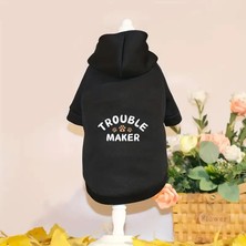 Lady Fify Siyah Kapüşonlu Kedi Köpek Sweatshirt