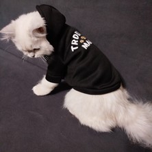 Lady Fify Siyah Kapüşonlu Kedi Köpek Sweatshirt