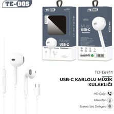 Te-Dos Usb-C Type-C Girişli Mikrofonlu Ses Tuşlu Android iPhone Uyumlu Kulak Içi Kablolu Kulaklık