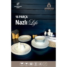 Nazlı Life 16 Parça Porselen Yemek Takımı Gümüş