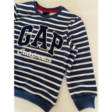 Unısex Çizgili Gap Yazılı Çocuk Sweatshırt