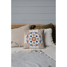 Home Geleneksel Osmanlı Çiçek Turuncu Mavi Tekli Kırlent Kılıfı