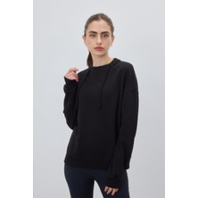 Tubia Kadın Siyah Kordon Detaylı Sweatshirt