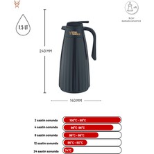 Star Termos Zagana Serisi Cam Termos 1.5 Litre  Siyah STK-6162