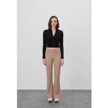 Tubia Kadın Siyah Yarım Balıkçı Crop Hırka