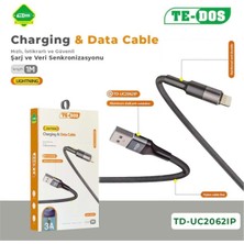 Te-Dos 3A USB To Liightning Şarj & Data Kablosu 1m - TD-UC2062IP