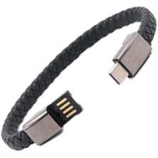 Te-Dos Type-C Usb-C To USB Deri Bileklik Modeli Iphone Android Uyumlu Data Şarj Veri Aktarım Kablosu