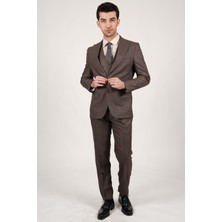 Workman Kahverengi Pötikare 6 Drop Slim Fit Takım Elbise