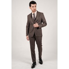 Workman Kahverengi Pötikare 6 Drop Slim Fit Takım Elbise