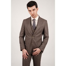 Workman Kahverengi Pötikare 6 Drop Slim Fit Takım Elbise