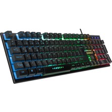 Everest KM-198 Luminax Siyah Gökkuşağı Aydınlatmalı Q Gaming Oyuncu Klavye + Mouse Set