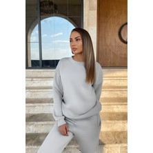 Kadın Trend Model Jogger Paçası Lastikli Bisiklet Yaka Hoodie Eşofman Takımı