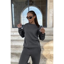 Kadın Trend Model Jogger Paçası Lastikli Bisiklet Yaka Hoodie Eşofman Takımı