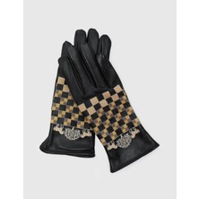 İLVİ Alyona Hakiki Deri Siyah Kadın Eldiven