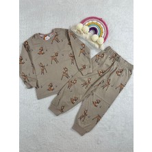 Miny Kids Bambi Desen Bej Kız Çocuk Pijama Takım