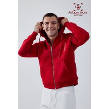 Relax Fit Kalıp Fermuar Kapamalı Kapüşonlu Hırka