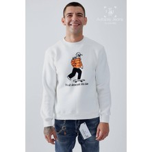 Baskılı Bisiklet Yaka Unisex Sweatshirt