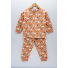 Miny Kids Tavşan Desen Iki Iplik Kiremit Renk Kız Çocuk Pijama Takım