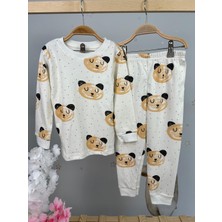 Miny Kids Ayıcık Desen Beyaz Kız Çocuk Pijama Takım