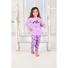 Miny Kids Kalp Desen Lila Kız Çocuk Pijama Takım