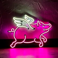 Domuz Modern Metal Üzerine Neon LED Duvar Tabelası - Domuzcuk, Piggy-