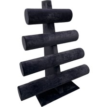 Megass Dekor Yerli Üretim Süet Kumaş Siyah Renk Dört Kademeli 38/34 cm Bileklik-Saat