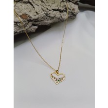 Luna Jewelry Kadın 316 L Çelik Zarif Kalp Model Zirkon Taşlı Kolye