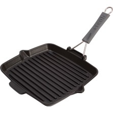 Staub Döküm Izgara Tava Katlanır Saplı 24 x 24 cm Siyah