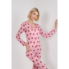 The Different Çilek Desen Uzun Pijama Tulumu