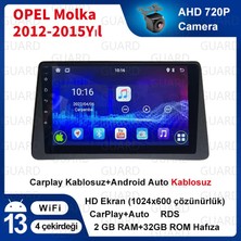 Victor Opel Molka 2012-2015 Android Sürüm 13 Kablosuz Carplay Navigasyon Multimedya 9 Inç Ekran 2g Ram +32GB Hafızaı Çerçeve ve Arka Görüş Kameras ile