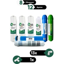 Water Maybach 12 Aşamalı Su Arıtma Filtresi Seti - Sediment, Gac Karbon, Granül Karbon, Membran, Post Carbon Multi Mineral, Alkali ve Ph Artırıcı Filtre + Bağlantı Aparatları