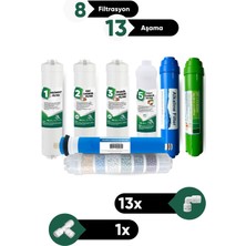 Water Maybach 13 Aşamalı Su Arıtma Filtresi Seti - Sediment, Gac Karbon, Granül Karbon, Membran, Post Carbon Multi Mineral, Alkali ve Ph Artırıcı Filtre + Bağlantı Aparatları