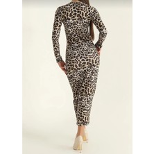 Italy Leopar Desenli Maxi Elbise