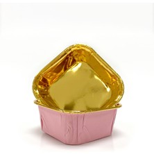 Dolphin Muffin Kare Kağıt Pembe Altın Cupcake Kek Kalıbı - 25 Adetlik 3 Paket