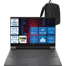 Victus 15-FA1073NT Intel Core I7 12650H 24GB 512GB SSD 6GB/RTX4050/75W Fhd 144Hz IPS 9ms 15.6" WIN11PRO HPB10MZEAP04 + Zettaçanta