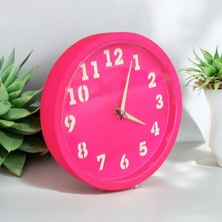 Bahat Mini Fosforlu Magenta Pembe Salon Ofis Duvar Saati Çap 22  cm