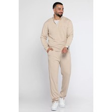 Mishar İtalia Erkek Yarım Fermuarlı Dik Yaka Sweat Pantolon İkili Takım