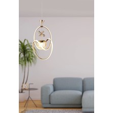 NZL Lighting Badem Modern Sarkıt LED Avize 3 Renk Toplu Kelebek Taşlı Gold Kaplamalı