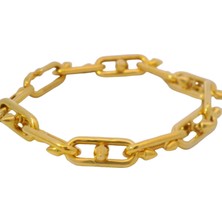 Altınöz Mücevherat Farklı Tasarım Ataş Model Araları Ok Detaylı Sarı Altın Bileklik