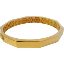 Altınöz Mücevherat Şık ve Modern Tasarım Köşeli Sarı Altın Kelepçe Bilezik