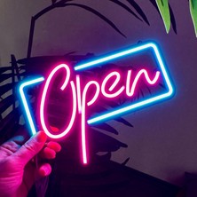 Open (Açık) Yazılı Dekoratif Neon LED Tabela -  25CM (En) x 12CM (Boy) - 3