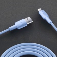 Juo 12W 2.4A Usb-A To Lightning iPhone iPad Silikon Hızlı Şarj ve Data Kablosu Mavi 1 Metre