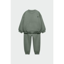 Magu Işlemeli Pamuklu Sweatshirt Jogger Eşofman Alt-Üst Takım